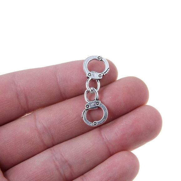 Jkjf 20 Pairs Metal Handcuff Charms Mini Simulation Handcuffs Policeman Police - Picture 2 of 8